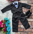 Conjunto Social Miss Cherry Meninos Terno Hugo Preto - Inclui Calça, Camisa e Acessórios