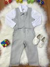 Conjunto Social Pajem: Camisa Branca, Calça e Colete Cinza