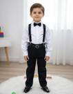 Conjunto Social Pajem Camisa Branca Calça Susp. Preto