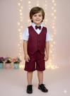 Conjunto Social Pajem Colete Marsala Menino Festa - Camisa, Gravata e Cinto