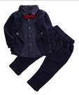 Conjunto social terninho infantil menino - Tamanho 2 - Cor azul escuro com camisa preta - Alice