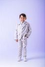 Conjunto Social Terno - Blazer Cinza Claro com Camisa Branca e Gravata Borboleta