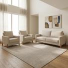 Conjunto Sofá 02 Lugares Living Topázio e Duas Poltronas Tecido Linho Cru