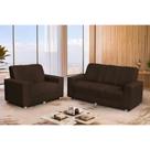 Conjunto Sofá 1,74 x 1,24m 3 e 2 Lugares Suede Roma Marrom Café