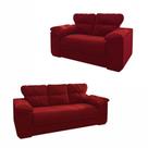 Conjunto Sofá 2 E 3 Lugares 1025 Veludo Vermelho Mamflex Vermelho