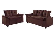 Conjunto Sofá 2 e 3 Lugares Tecido Suede Liones Marrom