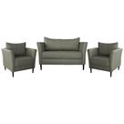Conjunto Sofá 2 Lugares com 2 Poltronas Pés Palito Lubbock Couro Fendi G58 - Gran Belo