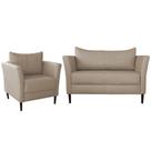 Conjunto Sofá 2 Lugares com Poltrona Pés Palito Lubbock Couro Bege G58 - Gran Belo Conjunto Sofá 2 Lugares com Poltrona Pés Palito Lubbock Couro Bege G58 - Gran Belo