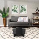 Conjunto Sofá 2 Lugares com Puff Baú 60cm e Bandeja Antúrio CabeCasa MadeiraOriginals