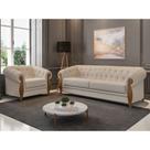 Conjunto Sofá 2 Lugares e Poltrona Pugle Bouclé Suave Bege - Sallar Home