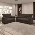 Conjunto Sofá 3 e 2 Lugares Irlanda Veludo Marrom