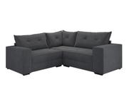 Conjunto Sofá 3 e 2 Lugares Lufer Vicosa Suede Cinza Escuro