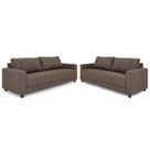Conjunto Sofá 3 e 3,5 Lugares Herval Clean, Linho Marrom