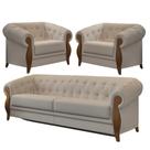 Conjunto Sofá 3 Lug + 2 Poltronas Linho Adhara Chesterfield