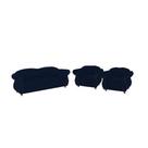 Conjunto Sofá 3 Lugares + 2 Poltronas Chesterfield Merlo- Suede Azul Marinho / decoração, sala, recepção, barbearia
