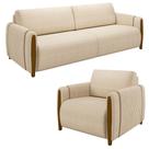 Conjunto Sofá 3 Lugares 223cm e Poltrona 98cm Amaranto M22 Linho Champanhe - Mpozenato Conjunto Sofá 3 Lugares 223cm e Poltrona 98cm Amaranto M22 Linho Champanhe - Mpozenato