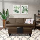 Conjunto Sofá 3 Lugares com Puff Baú 120cm e Bandeja Antúrio CabeCasa MadeiraOriginals