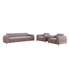 Conjunto Sofá 3 Lugares e 2 Poltronas Base de Madeira Euro 300 cm Veludo Rosê G15 - Gran Belo