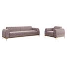 Conjunto Sofá 3 Lugares e Poltrona Base de Madeira Euro 260 cm Veludo Rosê G15 - Gran Belo