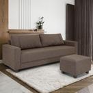 Conjunto Sofá 3 Lugares e Puff Herval Clean, Linho Marrom
