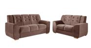 Conjunto Sofá 3X2 Top Estofados Porto Real Tecido Veludo 193 Marrom