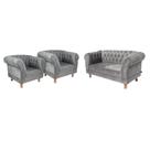 Conjunto Sofá Chesterfield Capitonê Duque 1.80M Clássico Sala Recepção Barbearia - 3 Peças