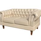 Conjunto Sofá Chesterfield Lugares 2 Poltronas Dom Pedro Bege