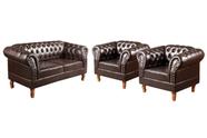Conjunto Sofá Chesterfield Lugares 2 Poltronas Dom Pedro Marrom