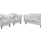 Conjunto Sofá Chesterfield Lugares 2 Poltronas Dom Pedro material sintético Branco Conjunto Sofá Chesterfield Lugares 2 Poltronas Dom Pedro material sintético Branco