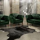 Conjunto Sofá Chesterfield Lugares 2 Poltronas Dom Pedro Verde