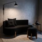 Conjunto Sofá Curvo Orgânico + 01 Puff Luna Boucle Preto - Montanaris Decor Conjunto Sofá Curvo Orgânico + 01 Puff Luna Boucle Preto - Montanaris Decor