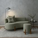 Conjunto Sofá Curvo Orgânico + 01 Puff Luna Boucle Verde Oliva - Montanaris Decor