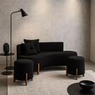 Conjunto Sofá Curvo Orgânico + 02 Puff Luna Boucle Preto - Montanaris Decor Conjunto Sofá Curvo Orgânico + 02 Puff Luna Boucle Preto - Montanaris Decor