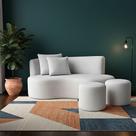 Conjunto Sofá Curvo Orgânico + 2Puffs Nature Gaia Boucle Cinza Claro - Montanaris Decor Conjunto Sofá Curvo Orgânico + 2Puffs Nature Gaia Boucle Cinza Claro - Montanaris Decor