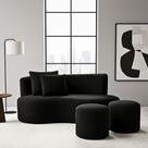 Conjunto Sofá Curvo Orgânico + 2Puffs Nature Gaia Boucle Preto - Montanaris Decor