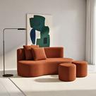 Conjunto Sofá Curvo Orgânico + 2Puffs Nature Gaia Boucle Terracota - Montanaris Decor