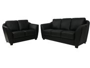 Conjunto Sofá de Couro Baltic 3 e 2 lugares Preto Pigmentado - Mempra