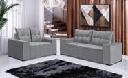 Conjunto Sofá de Veludo 3 e 2 lugares ESTILO ESTOFADOS Las Vegas 2,00x1,50m "Prata" Conjunto Sofá de Veludo 3 e 2 lugares ESTILO ESTOFADOS Las Vegas 2,00x1,50m "Prata"