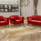 Conjunto Sofá Duquesa Chesterfield 2 Lugares e 2 Poltronas