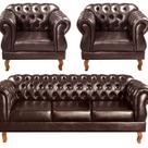 Conjunto Sofá Duquesa Chesterfield 3 Lugares + 2 Poltronas
