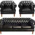 Conjunto Sofá Duquesa Chesterfield 3 Lugares + 2 Poltronas