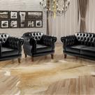 Conjunto Sofá Duquesa Chesterfield Lugares e 2 Poltronas Preto Conjunto Sofá Duquesa Chesterfield Lugares e 2 Poltronas Preto