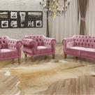 Conjunto Sofá Duquesa Chesterfield Lugares e 2 Poltronas Rosa Rose Conjunto Sofá Duquesa Chesterfield Lugares e 2 Poltronas Rosa Rose