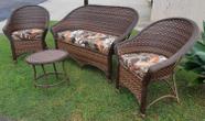 Conjunto Sofá e poltronas Mesa Centro Tecido Rivieira