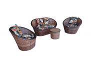 Conjunto sofá e Poltronas Redondo, Alumínio e fibra, Tecido Rivieira