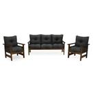 Conjunto Sofá Havaí 3 Lugares + 2 Poltronas de Madeira com Almofadas Confortáveis - Cinza