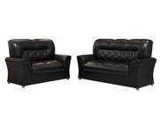 Conjunto Sofá Lufer 3 e 2 Lugares Caete material sintético Preto