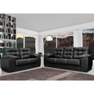 Conjunto Sofá Luxemburgo 3 E 2 Lugares 1,52m e 2,02m material sintético Preto