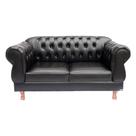 Conjunto Sofá Namoradeira Chesterfield Capitonê Elisabeth Corano Preto Decoração, Recepção, Salas de Tv e Estar