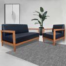 Conjunto Sofá Namoradeira e Poltrona Sala de Estar Pés Madeira Maciça Corda Náutica Preta Manila PU Preto G63 - Gran Belo Conjunto Sofá Namoradeira e Poltrona Sala de Estar Pés Madeira Maciça Corda Náutica Preta Manila PU Preto G63 - Gran Belo